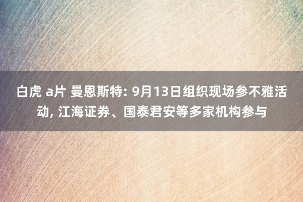 白虎 a片 曼恩斯特: 9月13日组织现场参不雅活动， 江海证券、国泰君安等多家机构参与