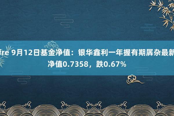 fre 9月12日基金净值：银华鑫利一年握有期羼杂最新净值0.7358，跌0.67%