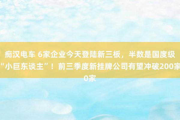 痴汉电车 6家企业今天登陆新三板，半数是国度级“小巨东谈主”！前三季度新挂牌公司有望冲破200家