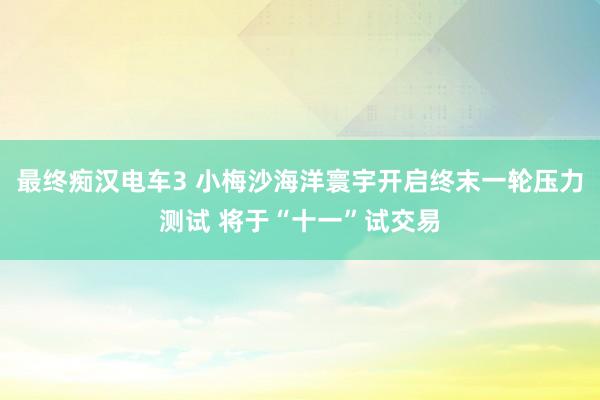 最终痴汉电车3 小梅沙海洋寰宇开启终末一轮压力测试 将于“十一”试交易