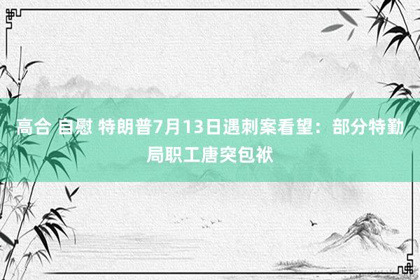 高合 自慰 特朗普7月13日遇刺案看望：部分特勤局职工唐突包袱