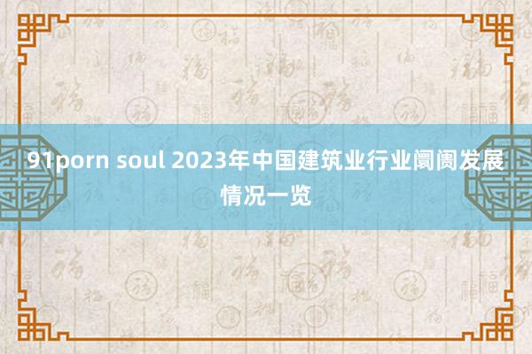 91porn soul 2023年中国建筑业行业阛阓发展情况一览