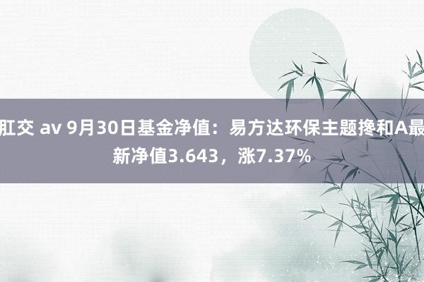 肛交 av 9月30日基金净值：易方达环保主题搀和A最新净值3.643，涨7.37%