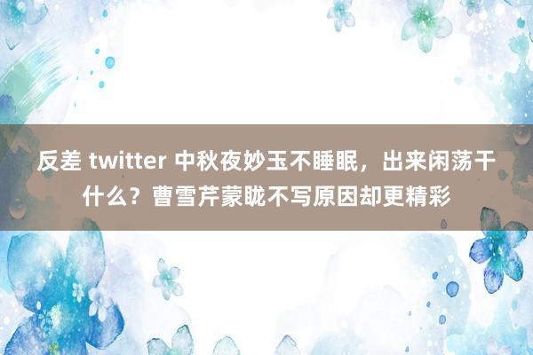 反差 twitter 中秋夜妙玉不睡眠，出来闲荡干什么？曹雪芹蒙眬不写原因却更精彩