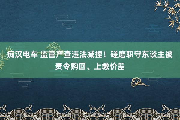 痴汉电车 监管严查违法减捏！磋磨职守东谈主被责令购回、上缴价差