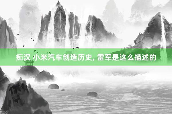 痴汉 小米汽车创造历史, 雷军是这么描述的