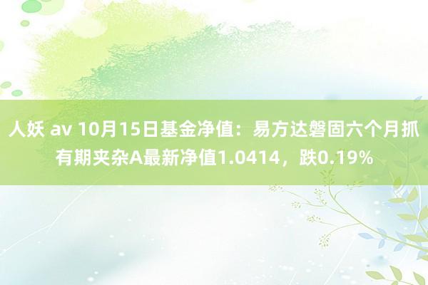 人妖 av 10月15日基金净值：易方达磐固六个月抓有期夹杂A最新净值1.0414，跌0.19%