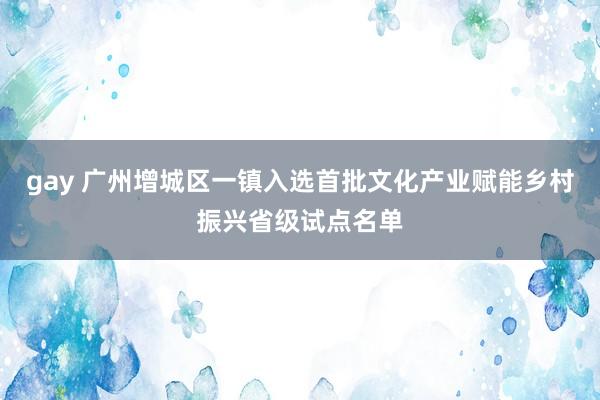 gay 广州增城区一镇入选首批文化产业赋能乡村振兴省级试点名单