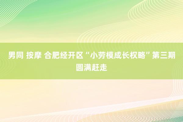 男同 按摩 合肥经开区“小劳模成长权略”第三期圆满赶走