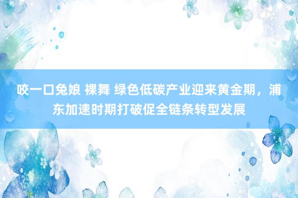 咬一口兔娘 裸舞 绿色低碳产业迎来黄金期，浦东加速时期打破促全链条转型发展