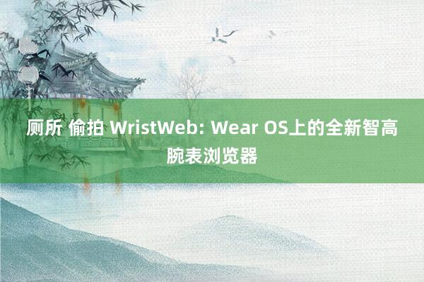 厕所 偷拍 WristWeb: Wear OS上的全新智高腕表浏览器