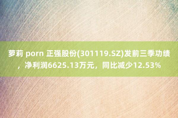 萝莉 porn 正强股份(301119.SZ)发前三季功绩，净利润6625.13万元，同比减少12.53%