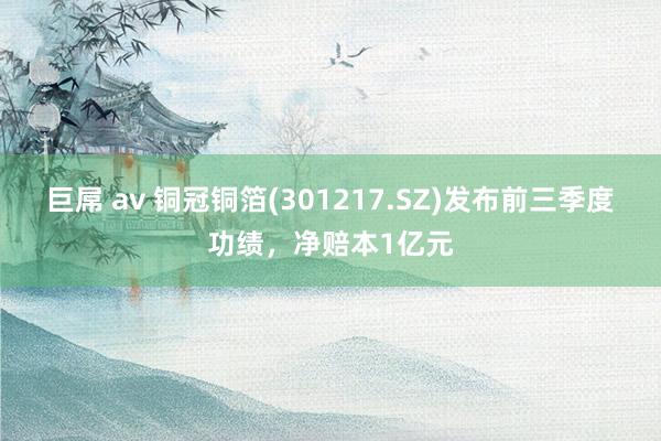 巨屌 av 铜冠铜箔(301217.SZ)发布前三季度功绩，净赔本1亿元