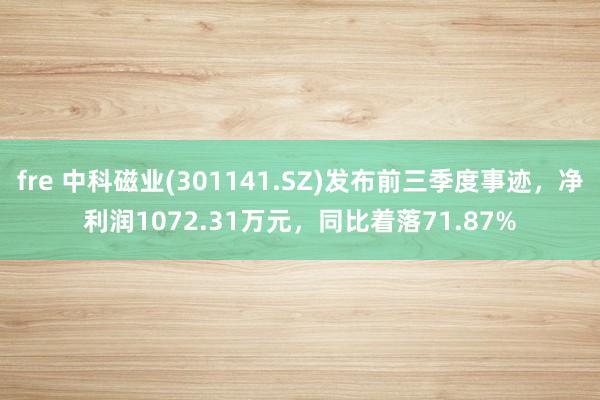 fre 中科磁业(301141.SZ)发布前三季度事迹，净利润1072.31万元，同比着落71.87%