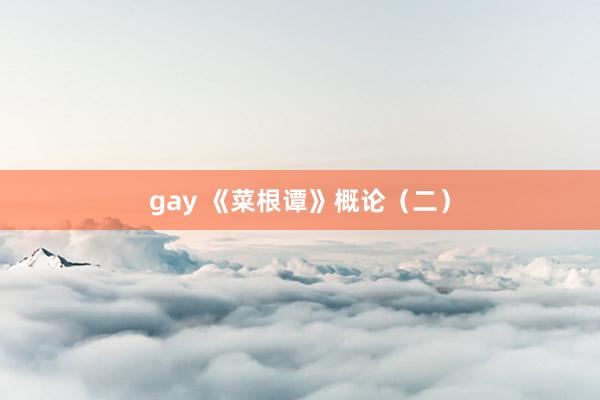 gay 《菜根谭》概论（二）