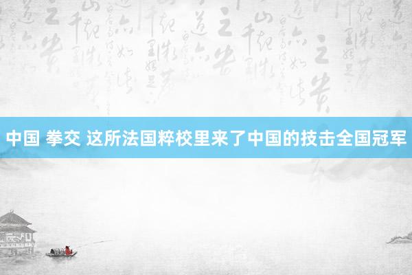 中国 拳交 这所法国粹校里来了中国的技击全国冠军