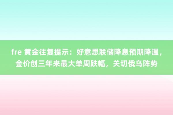 fre 黄金往复提示：好意思联储降息预期降温，金价创三年来最大单周跌幅，关切俄乌阵势