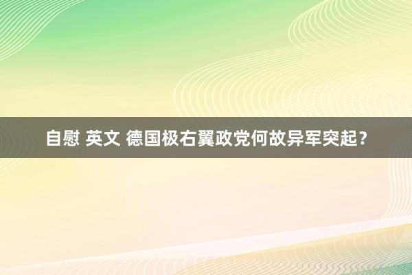 自慰 英文 德国极右翼政党何故异军突起？