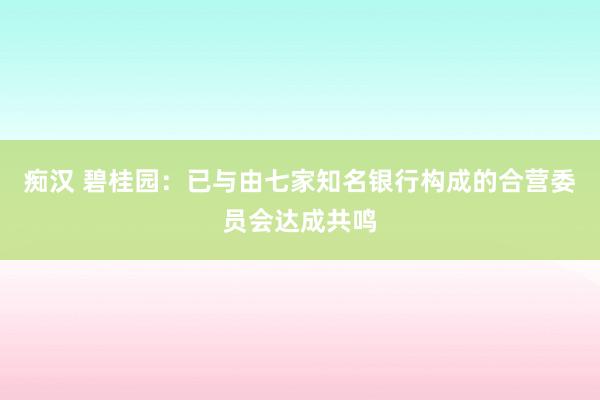 痴汉 碧桂园：已与由七家知名银行构成的合营委员会达成共鸣