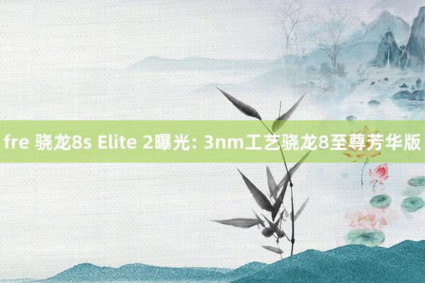 fre 骁龙8s Elite 2曝光: 3nm工艺骁龙8至尊芳华版